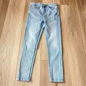 Zara Jeans Womens Skinny Light Wash High Rise Blue Denim Distressed Size 8